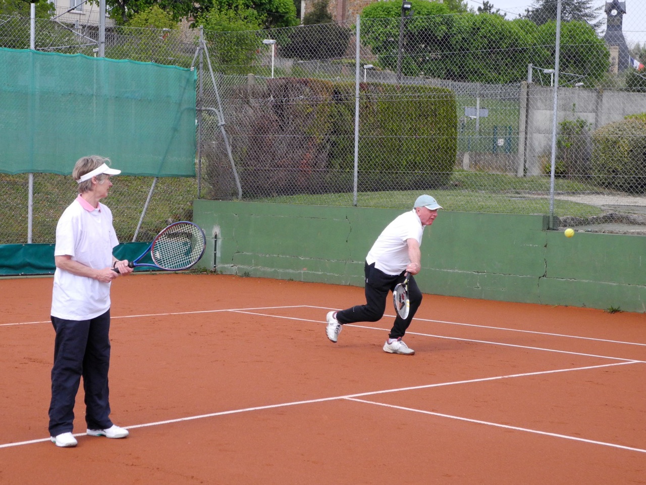 Pat Duke in action (or should that be 'inaction'?) on her way to winning the tennis tournament